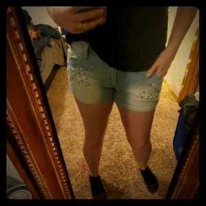 Short shorts with jewel embroidery